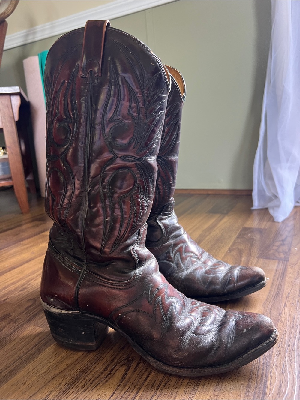 Texas Imperial Brown Leather Mens Western Cowboy Boots - Embroidered Shaft